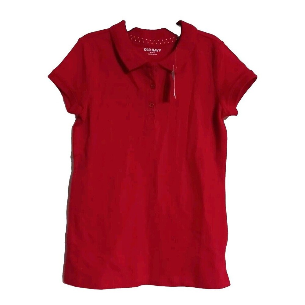 NWT Girls Old Navy Uniform Pique Polo Shirt Size S 6-7 Red K2
